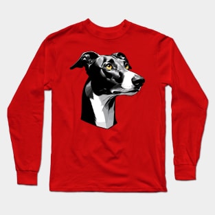 Stunning and Cool Greyhound Monochrome and Gold Portrait for Father's Day Long Sleeve T-Shirt